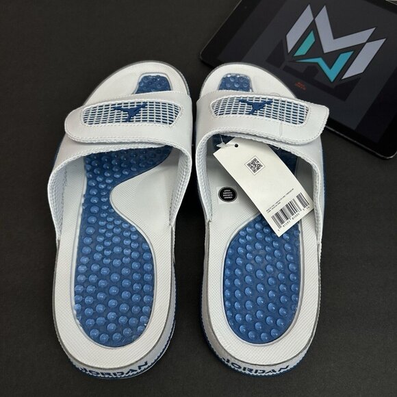 Jordan Hydro 4 IV Retro Slide Sandals White Industrial Blue 532225-141 Men’s - Picture 3 of 11